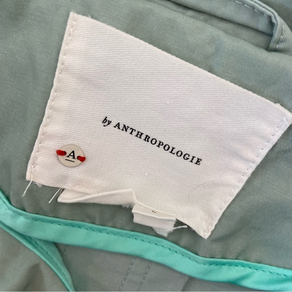 Anthropology Mint Green/Light Turquoise Cropped Trench Jacket Women’s L - Picture 8 of 9
